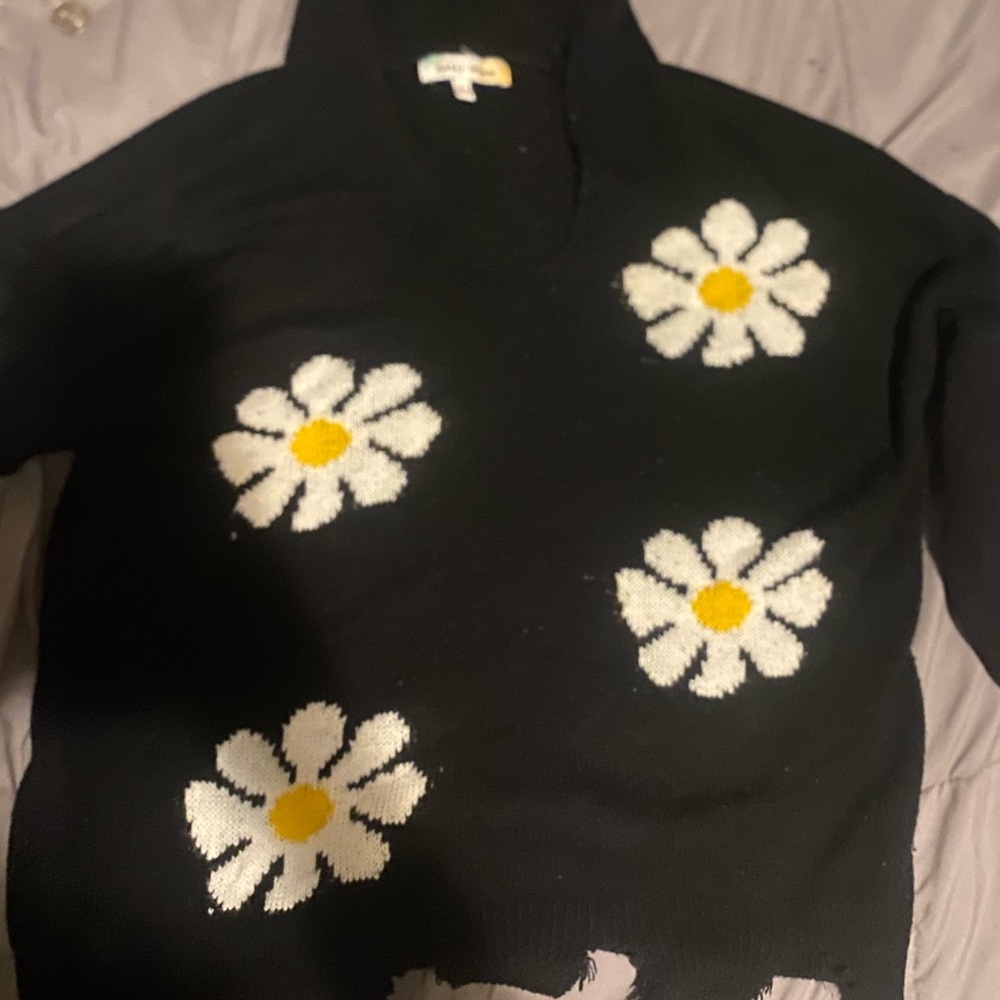 Daisy distressed hoodie sweater
